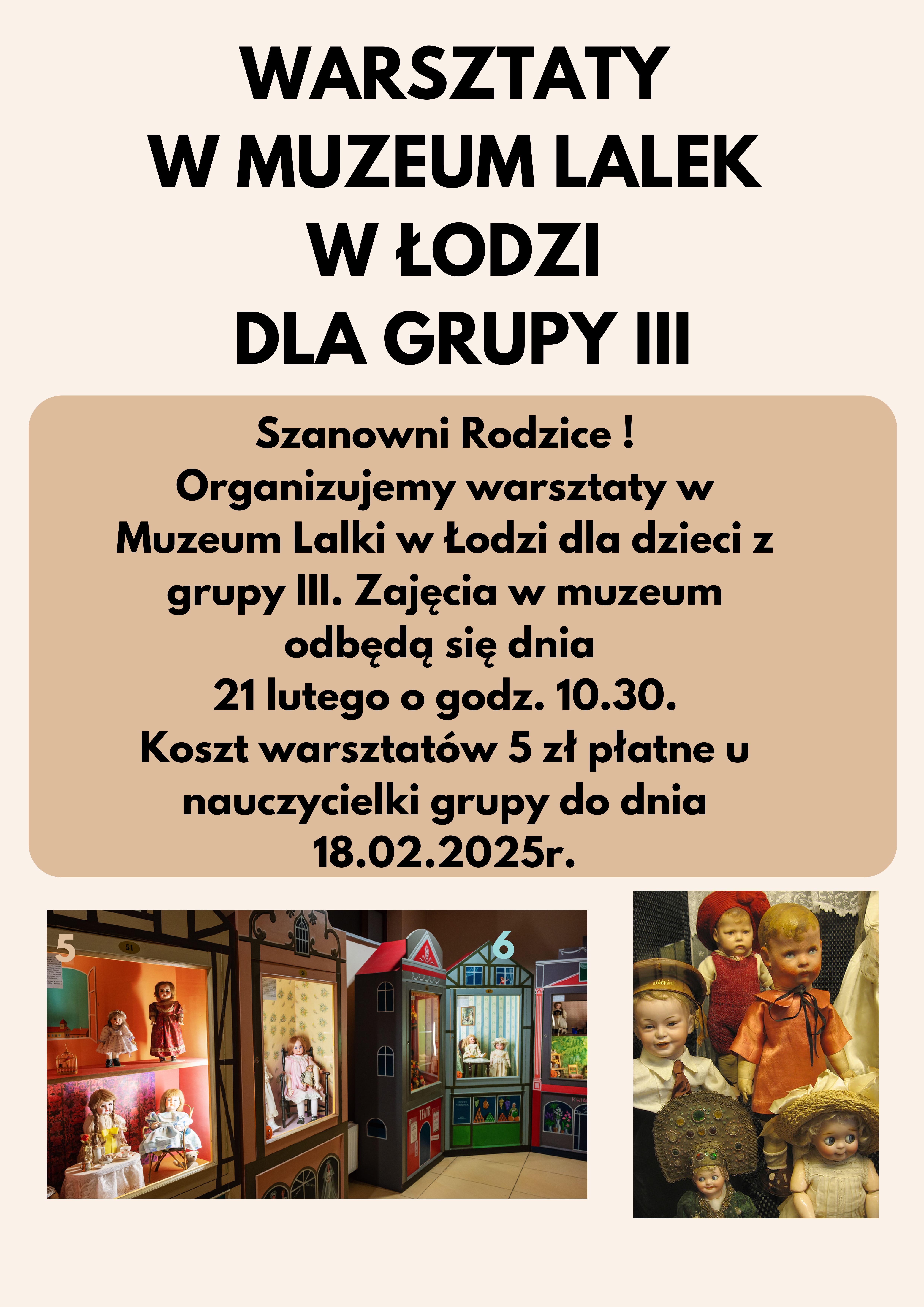 Plakat z informacjami na temat warsztatów