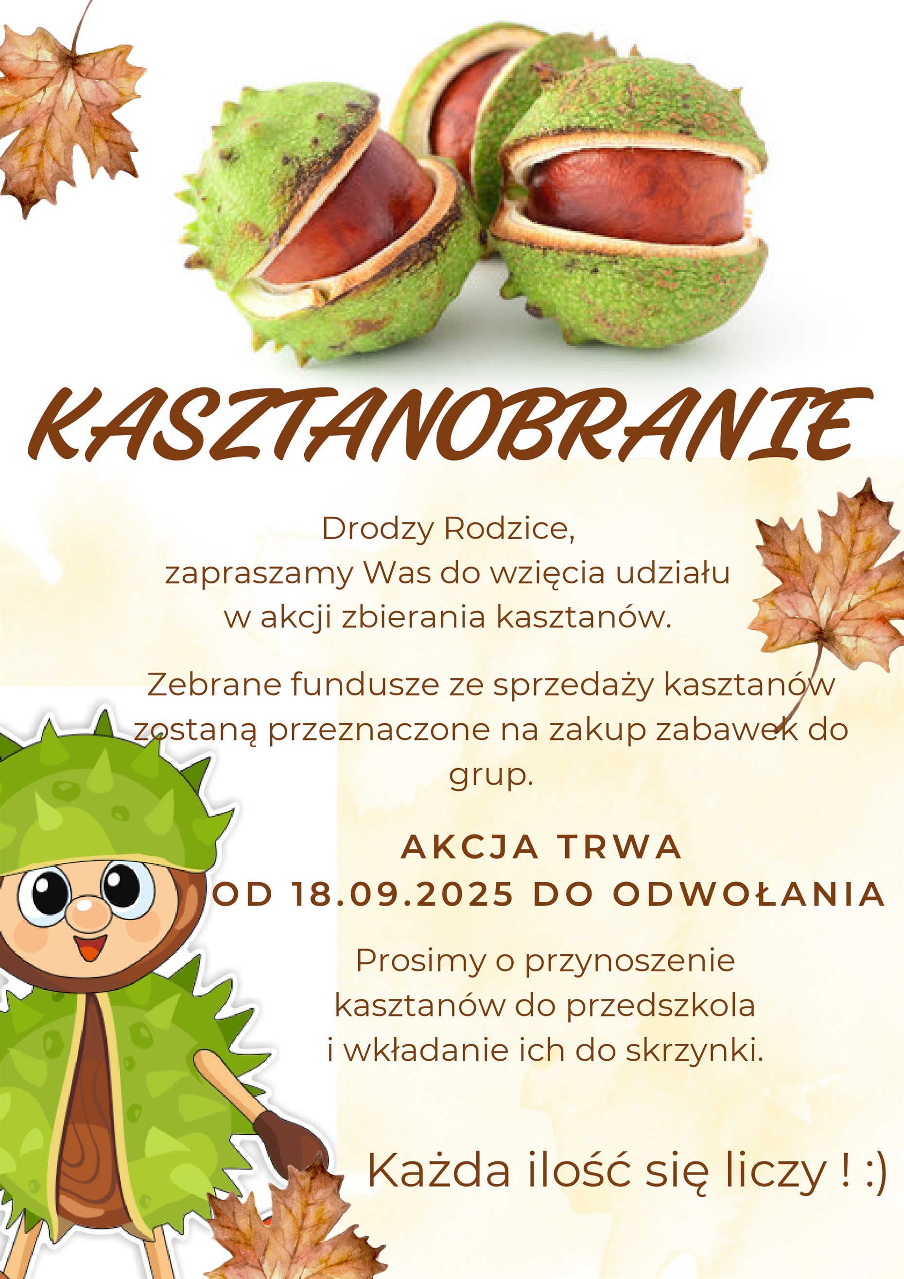 Plakat akcji Kasztanobranie
