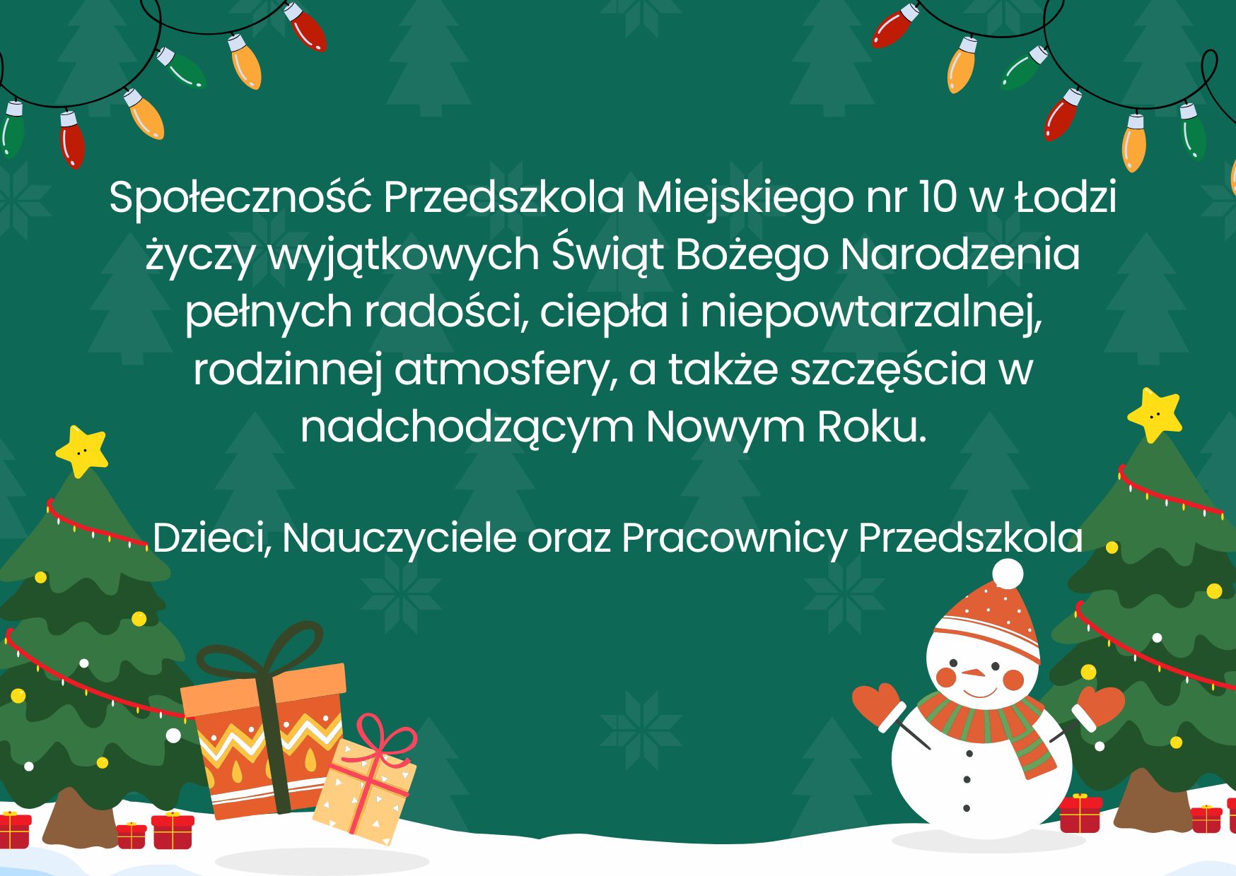 Treść życzeń na zielonym tle