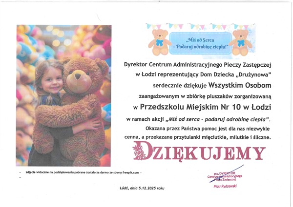 Treść podziękowań