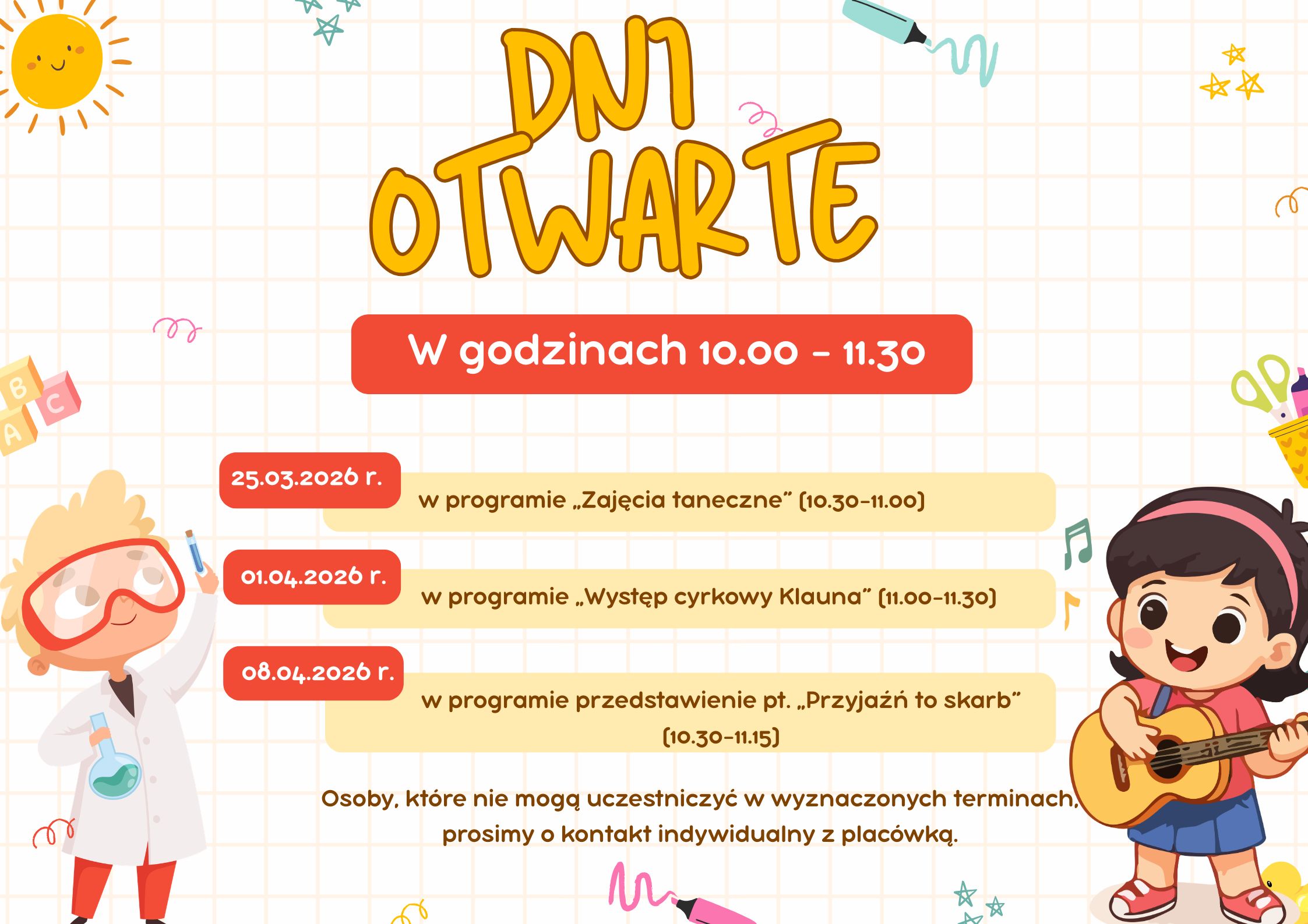 Plakat z informacjami o dniach otwartych