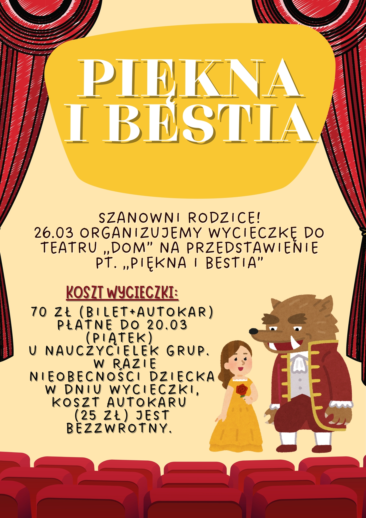 Plakat z informacjami o wycieczce