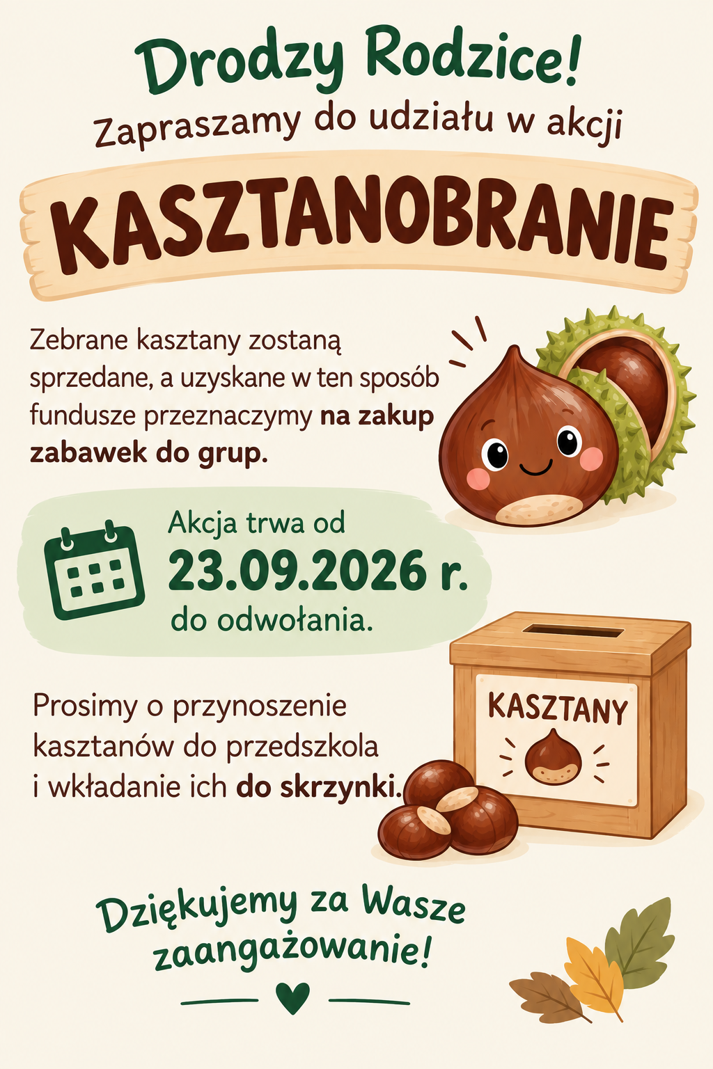 Plakat z informacjami o akcji
