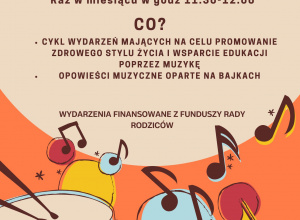 Pomarańczowy plakat z informacjami o wydarzeniach