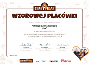 Certyfikat ,,wzorowej placówki''
