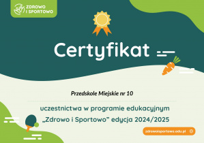 Certyfikat ,,Zdrowo i sportowo''