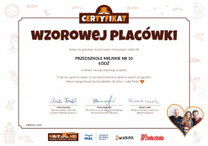 Certyfikat ,,Mały miś w świecie wielkiej literatury''