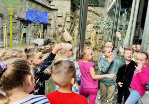 Dzieci oglądają zwierzęta