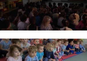 Dzieci oglądają film edukacyjny w ramach programu ,,GADKI"