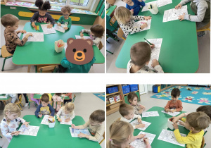 Dzieci malują przy stolikach