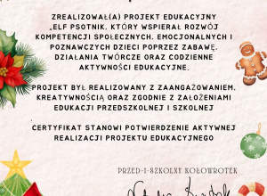 Certyfikat realizacji projektu