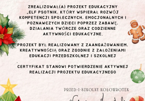 Certyfikat realizacji projektu