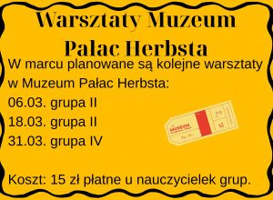 Plakat z informacjami o warsztatach