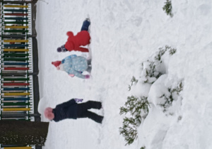 Dzieci bawią się na śniegu