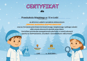 Certyfikat realizacji projektu