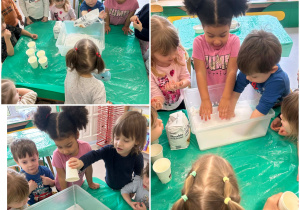 Dzieci przygotowują ciecz nienewtonowską