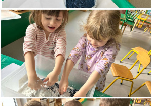 Dzieci przygotowują masę sensoryczną